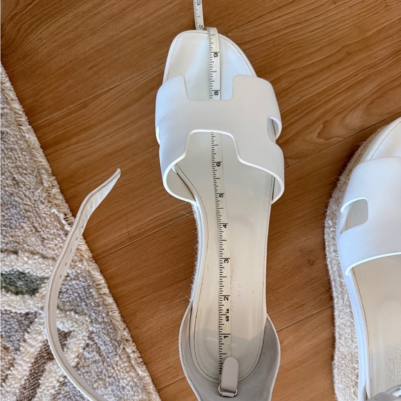 Hermes White Leather Platform Sandals - Picture 7 of 11